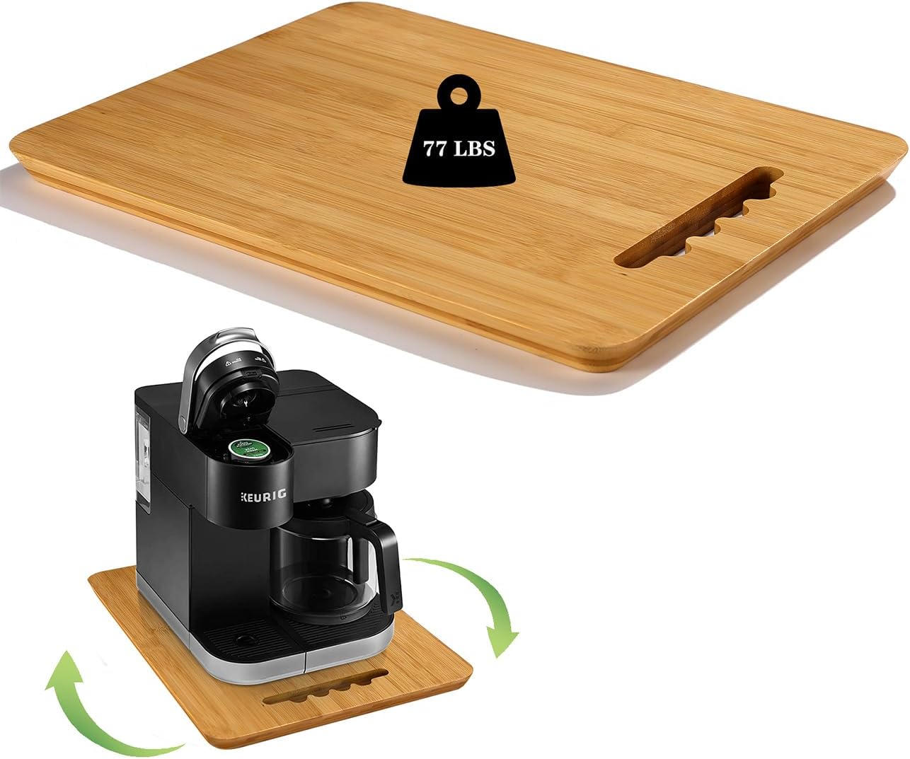 Deslizador de electrodomésticos de bambú, bandeja deslizante de rotación de 360 para cafetera, deslizante para aparatos de cocina pesados, bandeja