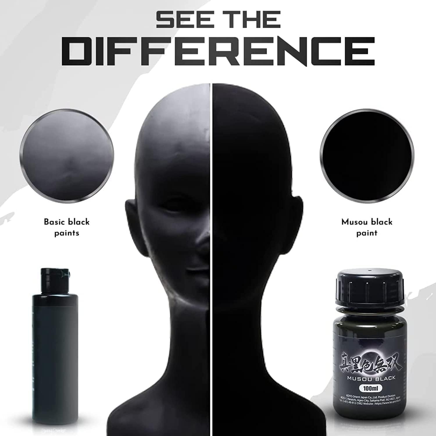 MUSOU BLACK, World Blackest – Pintura acrílica, 3.4 fl oz, paquete de 2, 3.38 onzas líquidas (paquete de 2)