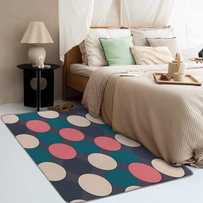 Alfombras lavables para sala de estar, dormitorio, alfombra de lunares y decoración del hogar, alfombra geométrica de 3 x 4, antideslizante, suave,