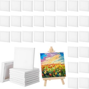 Yeaqee 50 Pcs Mini Painting Canvases Stretched Canvases Panels Square Blank White Small Canvas Boards for Oil, Acrylic Watercolor Paint Painting Yeaqee 50 Pcs Mini Painting Canvases Stretched Canvases Panels Square Blank White Small Canvas Boards for Oil, Acrylic Watercolor Paint Painting