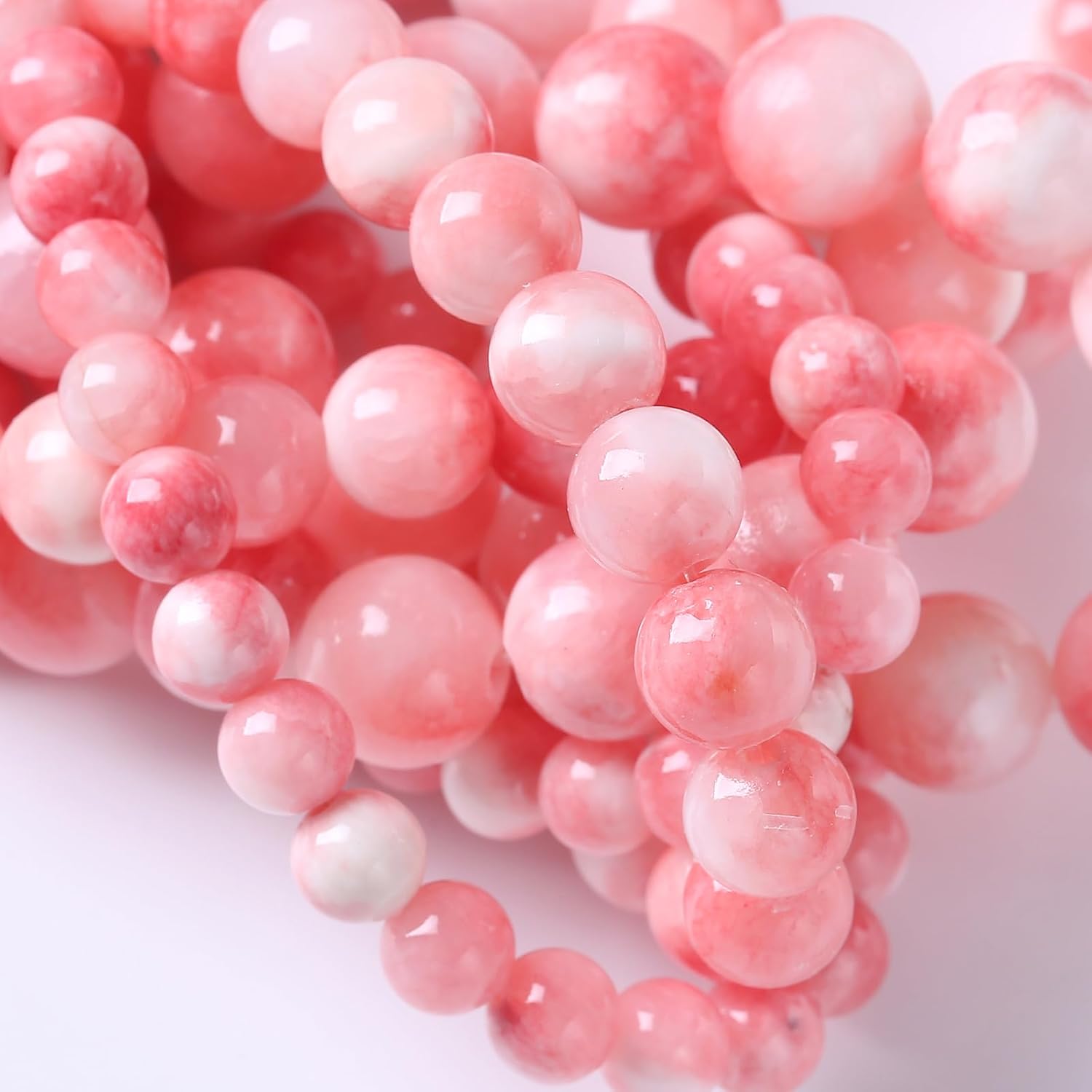 Cuentas sueltas de jade persa rosa de 0.315 in, 46 unidades, para hacer joyas, pulseras y collares
