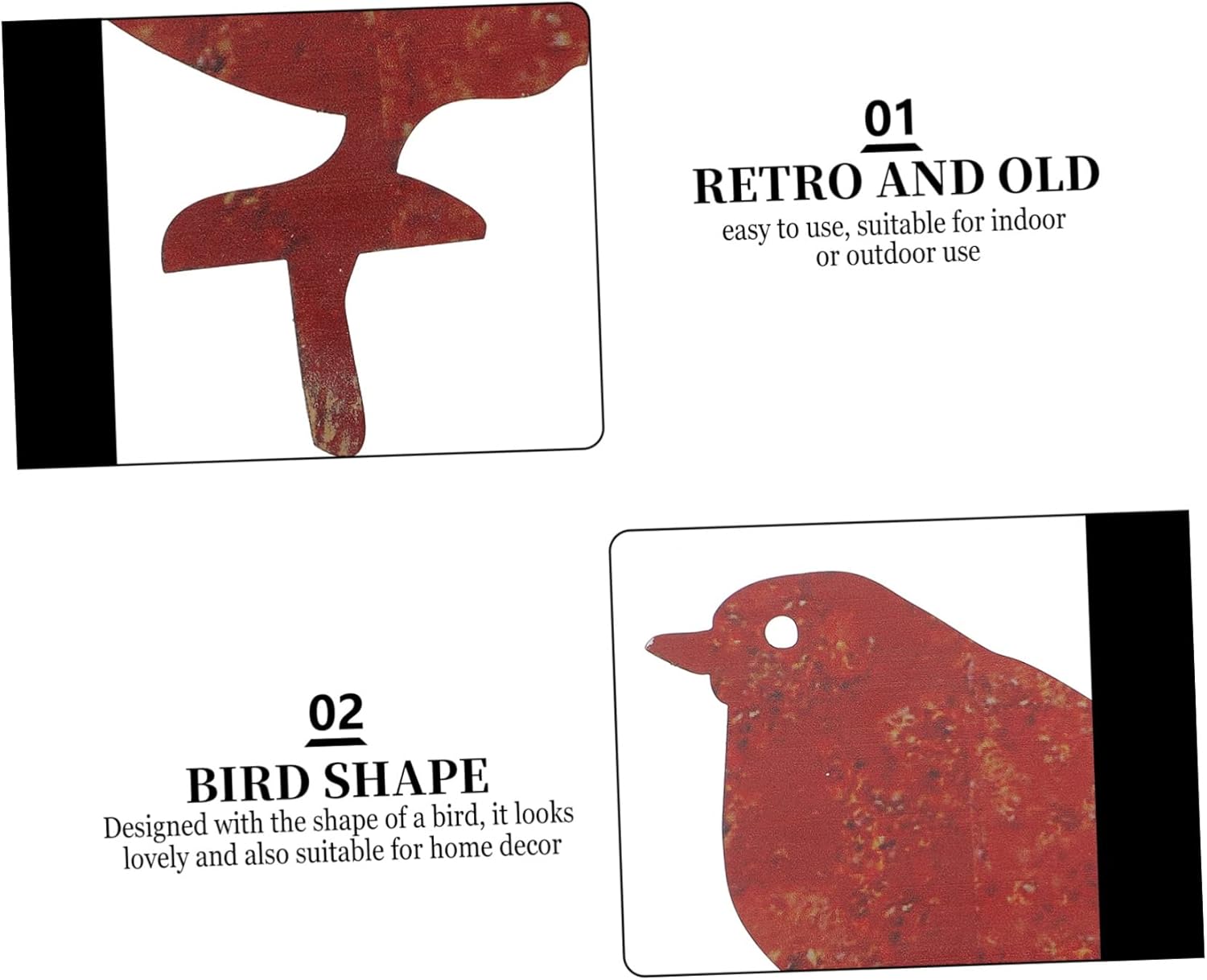 Yardwe Tarjeta de pájaro de hojalata decorativa hoja de hierro el pájaro