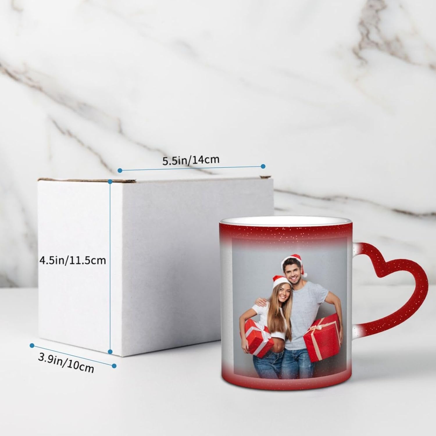 Taza mágica personalizada, taza de café con foto personalizada que cambia de color, con mango en forma de corazón, taza de cerámica, regalo para