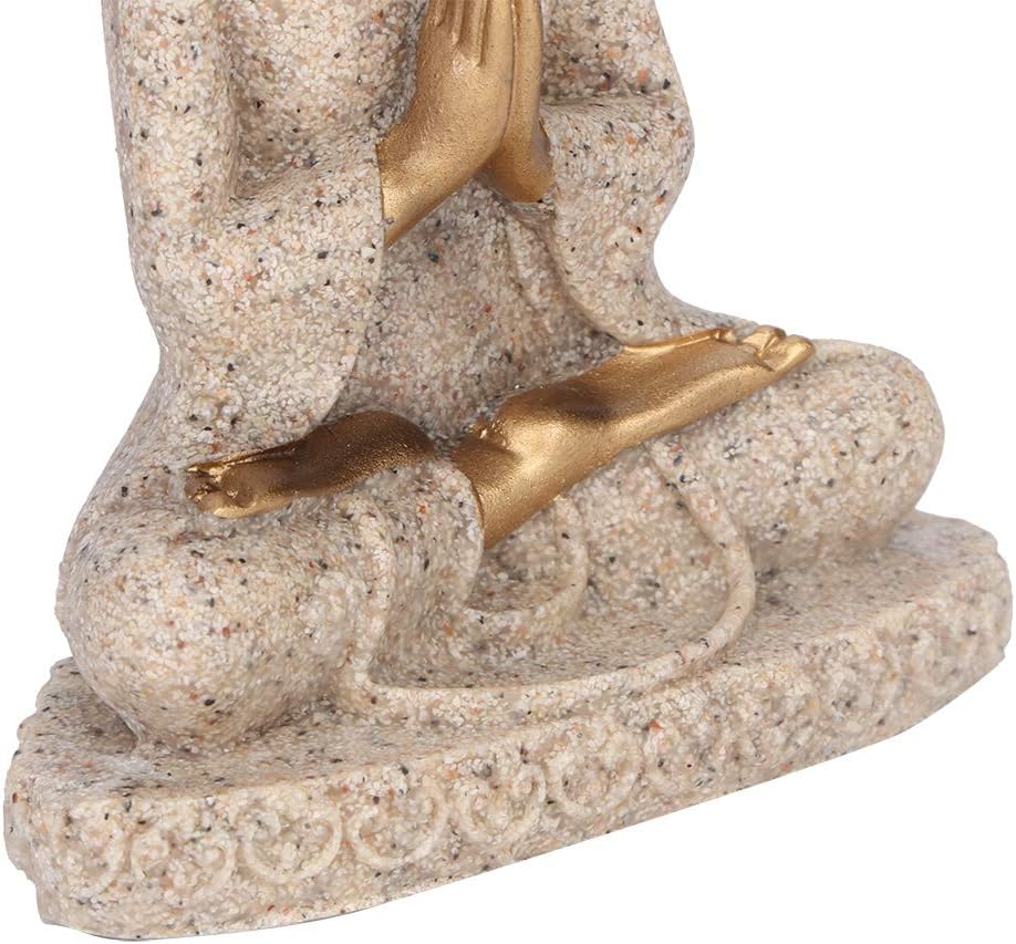 TOPINCN Estatua de Buda sentada, budismo, meditación, tallado, artesanía para decoración del hogar y jardín (A dorado)