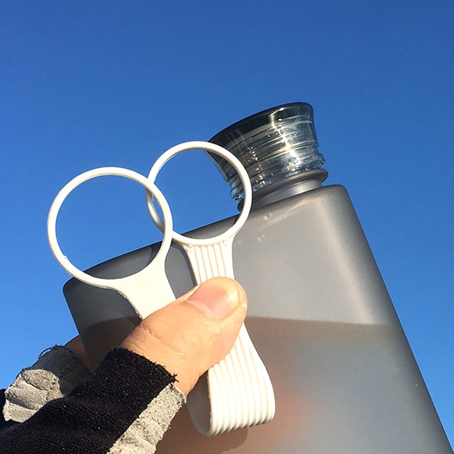 CHICIRIS Botella de agua plana, 13.4 onzas líquidas, transparente, A5, a prueba de fugas, rectangular, para deportes al aire libre, gimnasio,