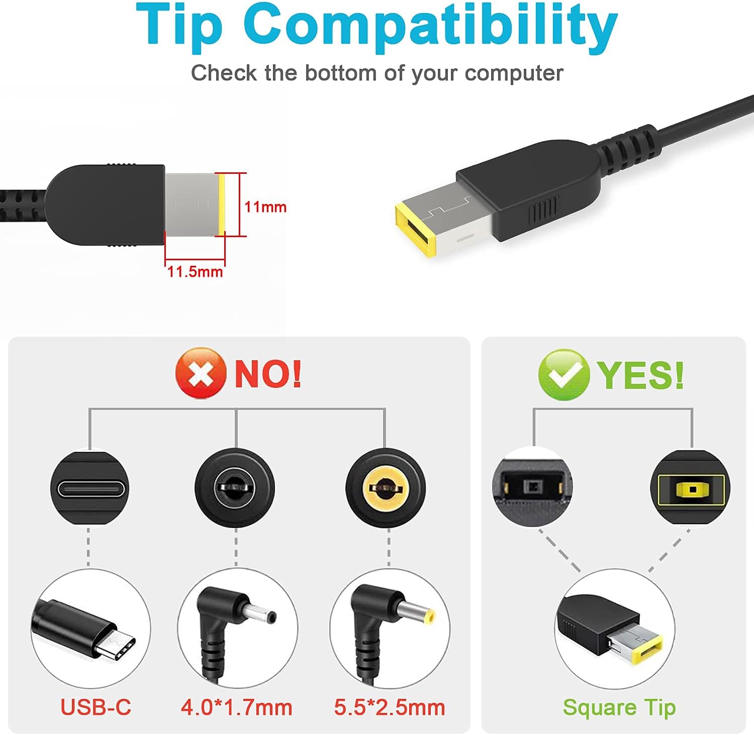 Galaxy Bang Adaptador de CA cargador de repuesto para Lenovo IdeaPad U530 Touch 59402272 59402346 Lenovo IdeaPad U530 Touch 59402351 59402368 Lenovo