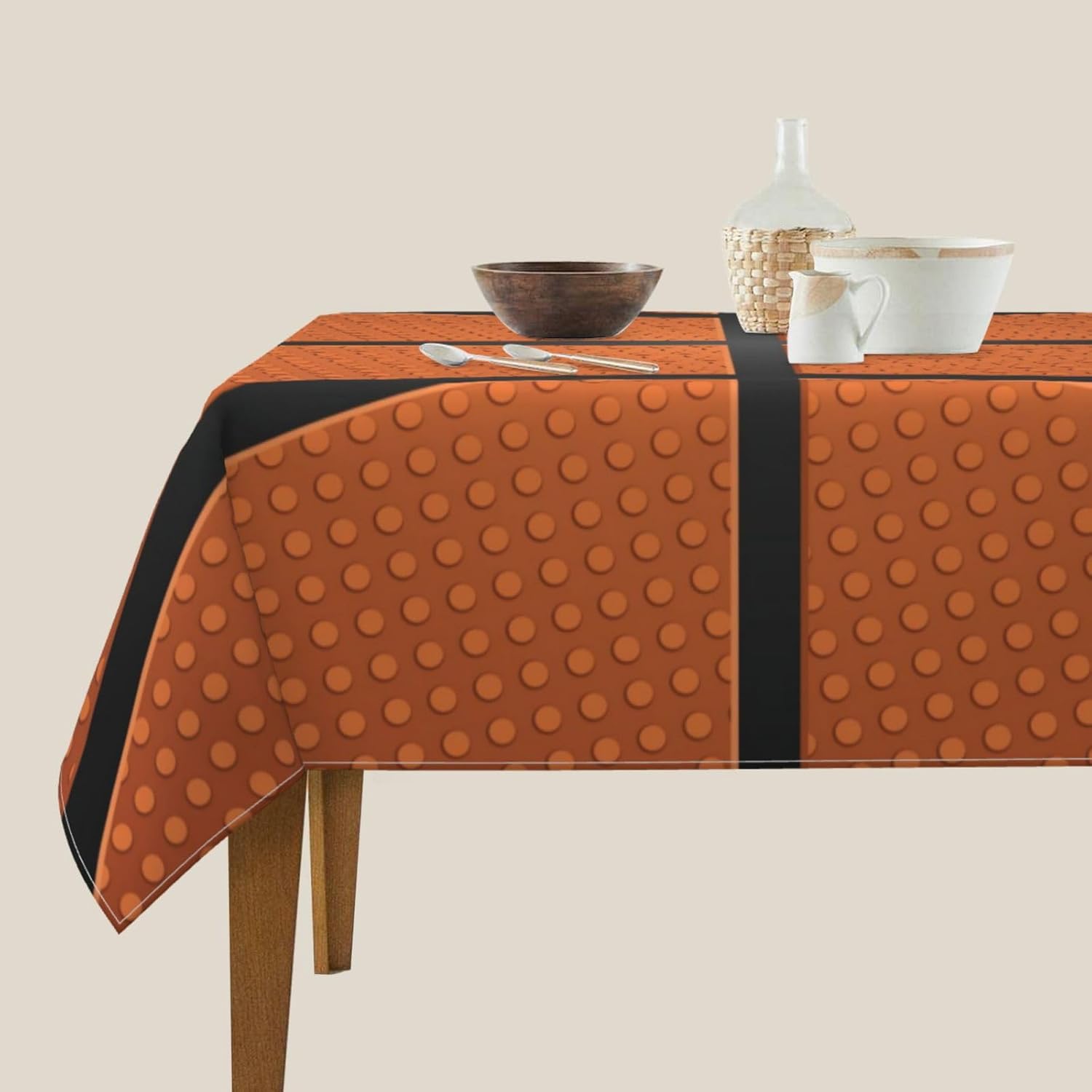 Fiephvsa Mantel cuadrado con estampado de baloncesto de 54 x 54 pulgadas, mantel de cocina, mantel decorativo para mesa de comedor y banquetes de