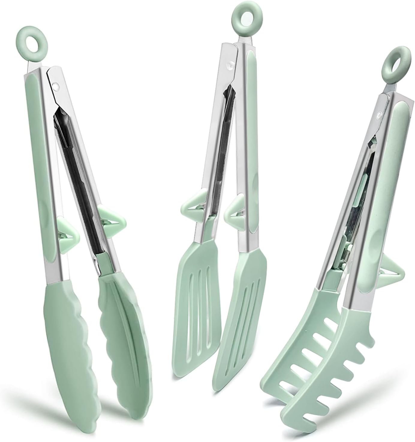 Pinzas de cocina para cocinar, pinzas pequeñas de silicona de 9 pulgadas, pinzas para servir de grado alimenticio con puntas de silicona, juego de