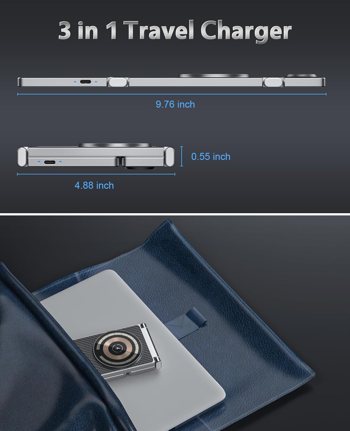 REOKILY Mag-Safe – Soporte de carga para iPhone y reloj para dispositivos Apple, base de carga plegable magnética 3 en 1 para Airpods y iPhone