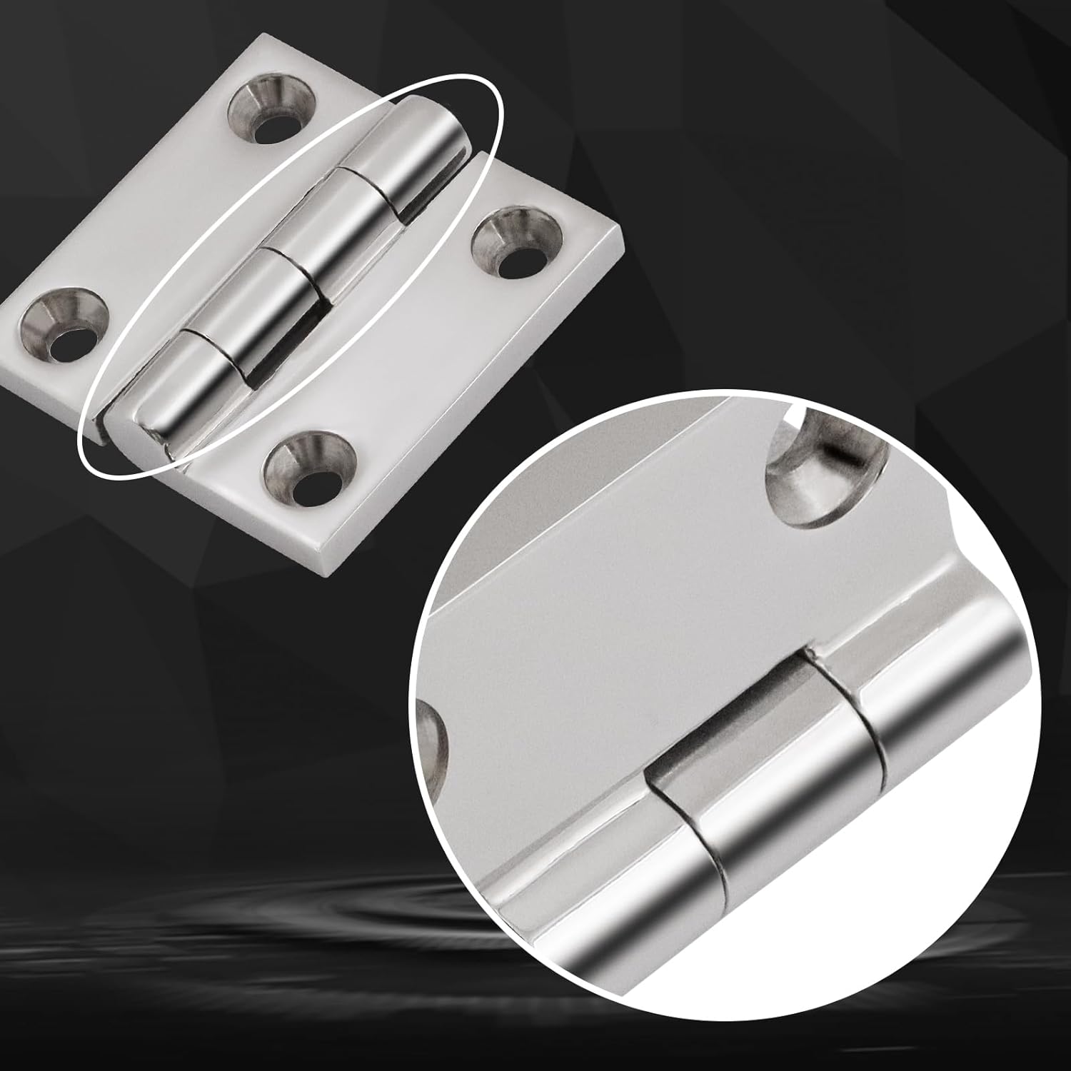 Laorde Bisagras de acero inoxidable 316, grado marino, 1.5 x 1.5 pulgadas, bisagras de escotilla de barco resistentes (1.575 in x 1.575 in), paquete