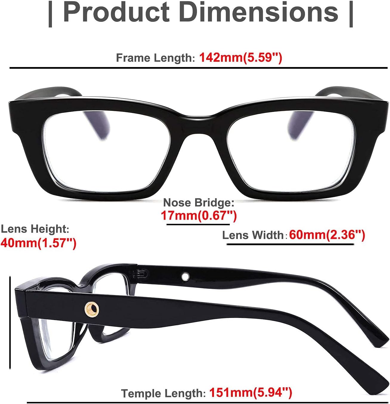 FEISEDY Minimalista Diseño Rectángulo Anti-Azul Luz Hombres Mujeres Lectura Gafas Lector Ordenador B9010