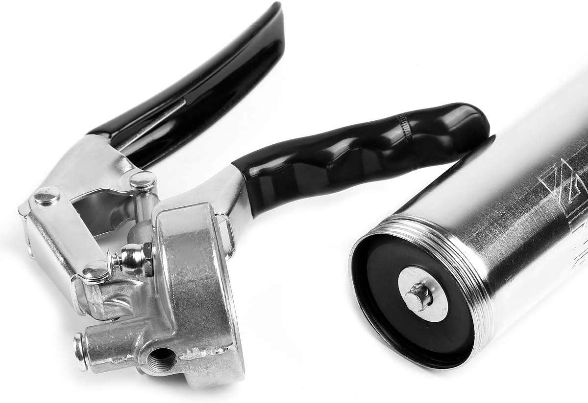 DNA Motoring TOOLS-00102 Pistola de engrase manual  17 pulgadas, manguera de grasa de mano con mango de pistola de manguera flexible, accesorios de