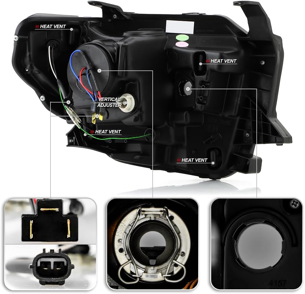 ACANII – Para Toyota Tundra Pickup 2014-2017 Tubo LED Negro Faros Conjunto Conjunto Izquierdo+Derecho
