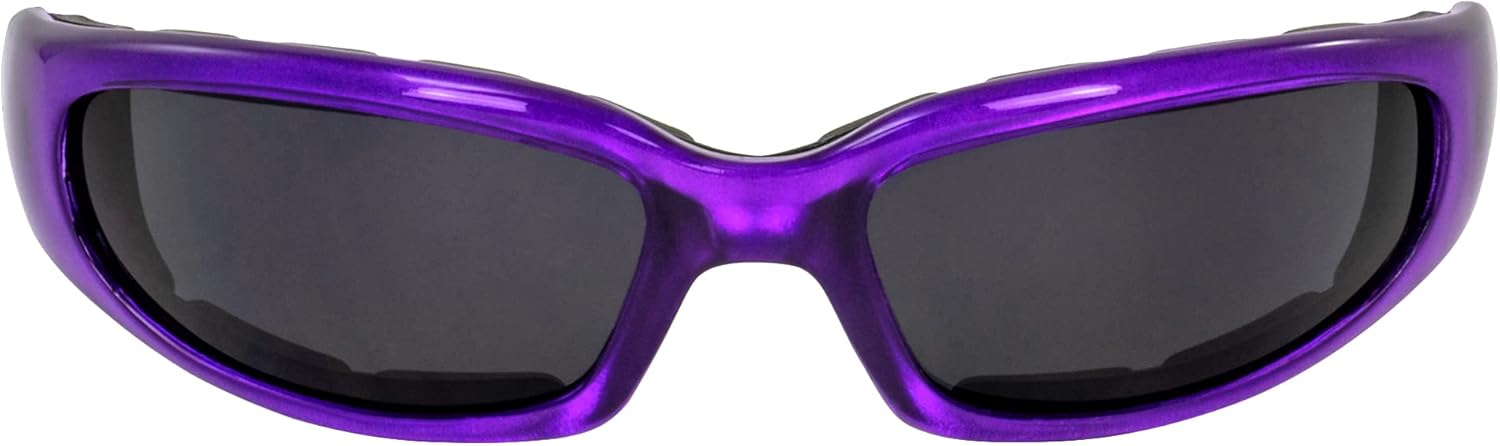 Global Vision 2 pares de gafas de sol acolchadas Chicago para mujer, resistentes a los arañazos, marco morado con lentes transparentes y súper