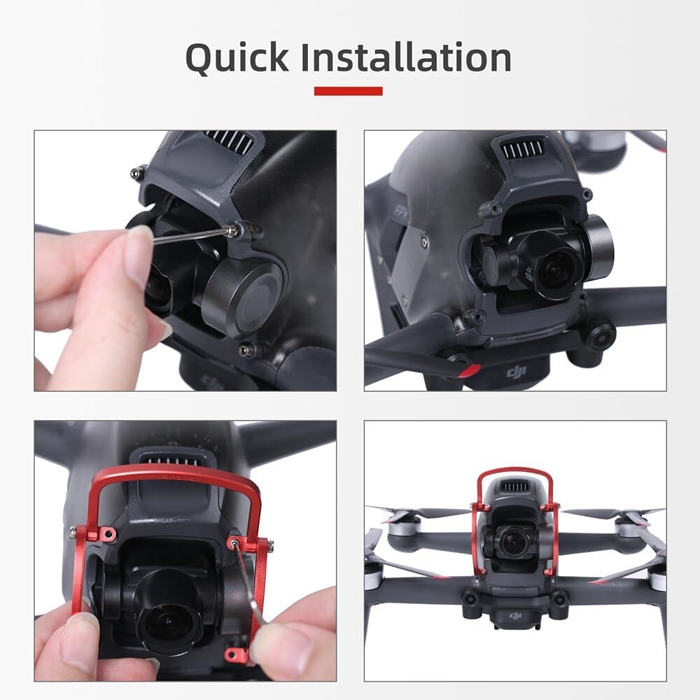 XNasu Parachoques de cardán de aleación de aluminio para DJI FPV Combo Top Camera Bars Anti-colisión Drone Accesorios (Color 5.8G Antena Gris)