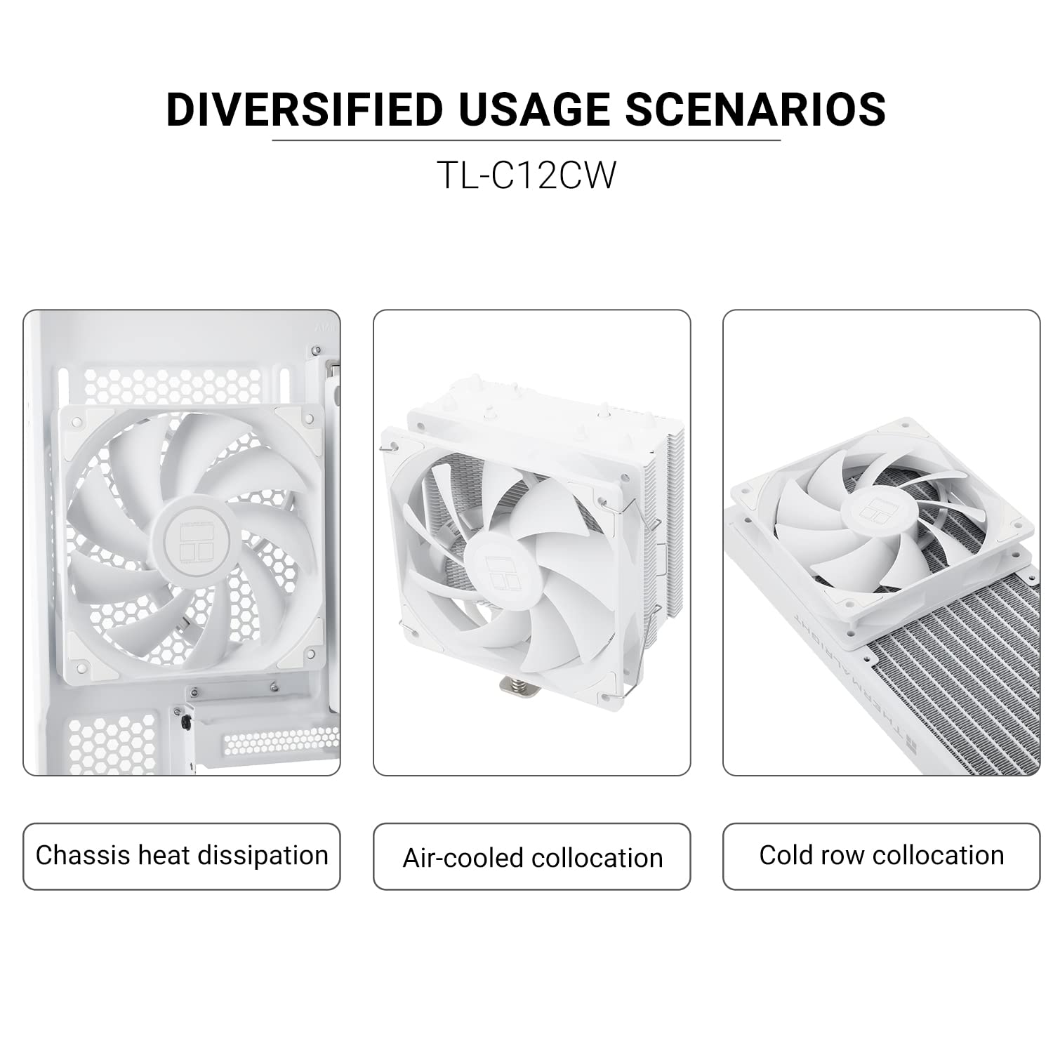 Thermalright Ventilador de CPU TL-C12CW de 4.724 in, ventilador silencioso PWM de 4 pines con rodamiento S-FDB incluido, ventilador de enfriamiento