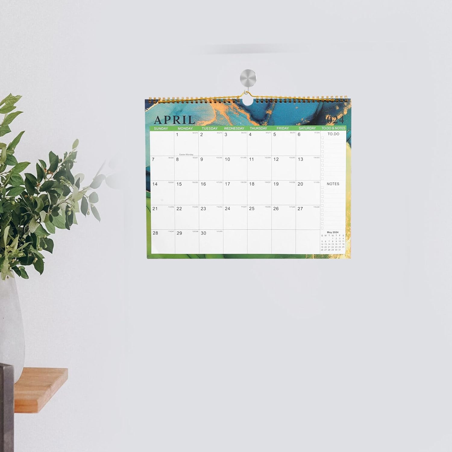 Calendario de escritorio 2024-2025, calendario de pared de enero de 2024 a junio de 2025, calendario de pared, calendario mensual, planificador de