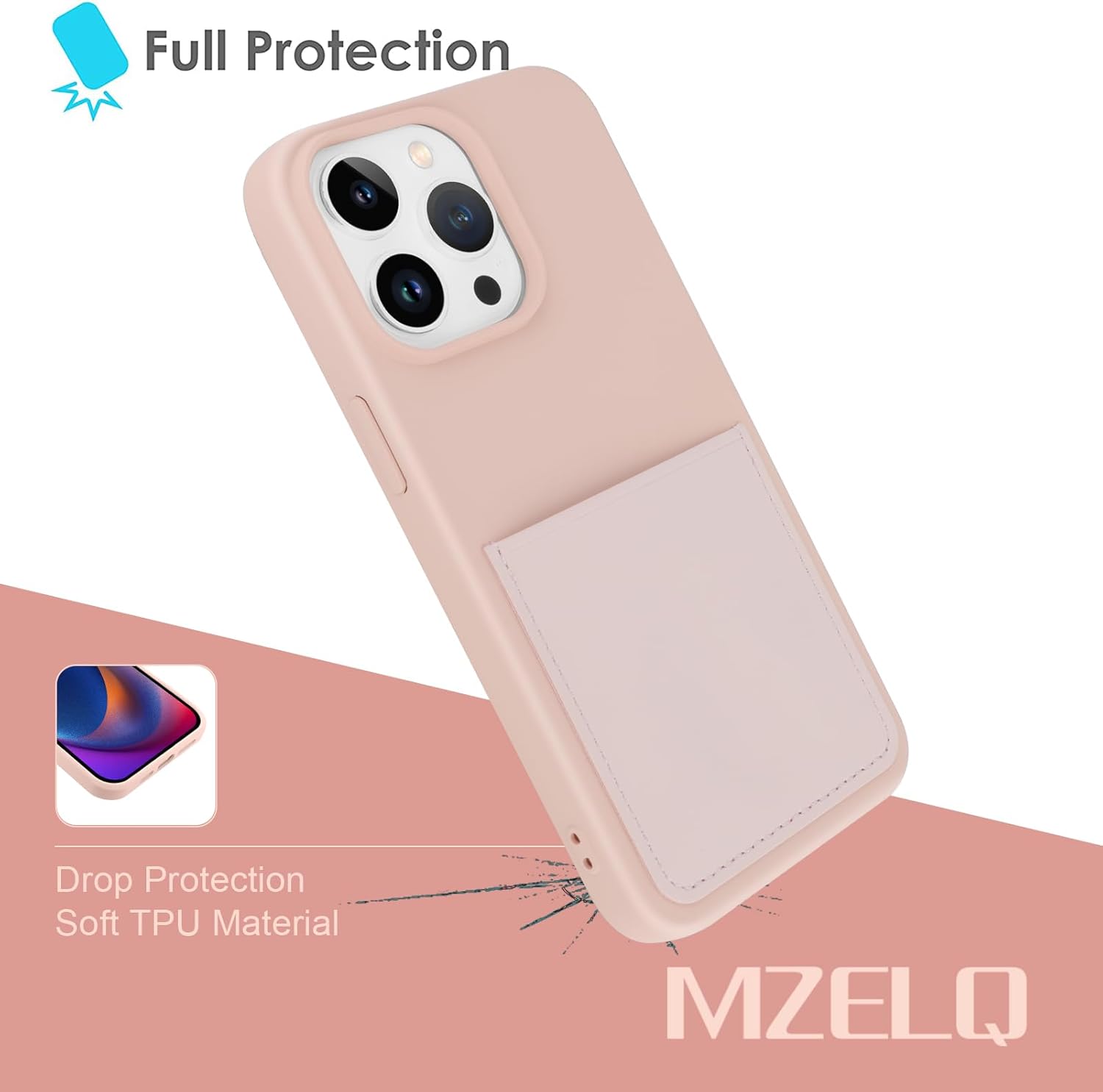 MZELQ Funda compatible con iPhone 15 Pro Max de silicona líquida, protector de pantalla suave, forro de microfibra antiarañazos, protección de
