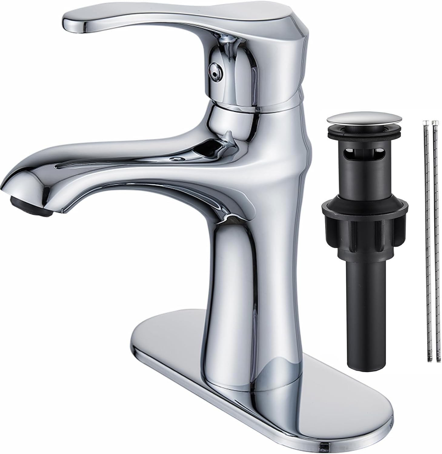 Grifo de baño cromado de una sola manija, grifo de baño de un solo orificio, grifo de lavabo comercial, moderno de un agujero, grifo de RV a juego,