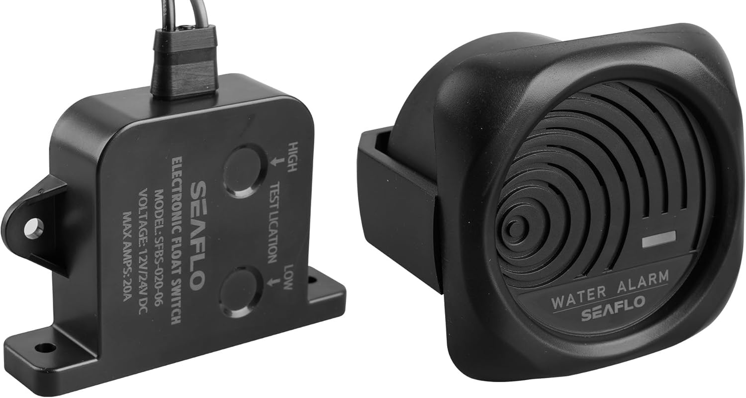 SEAFLO Sistema de alarma de alto nivel de agua para sentina – 12V, 95dB, interruptor de estado sólido