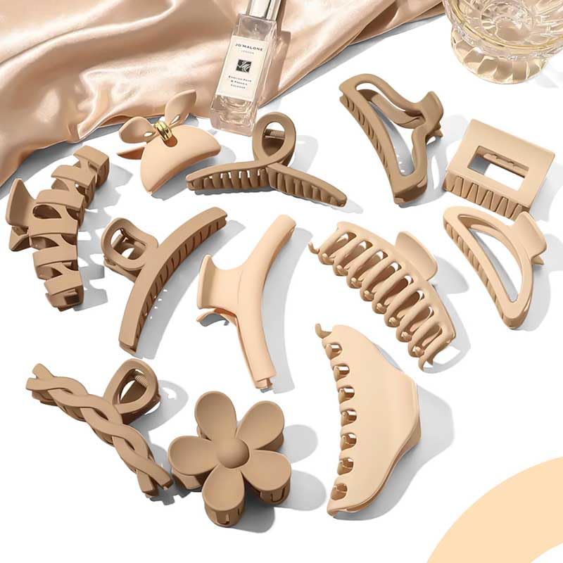 Paquete de 12 pinzas para el cabello para mujer, pinzas grandes de 4.4 pulgadas para cabello fino y grueso, pinzas de pelo de garra neutra grande,