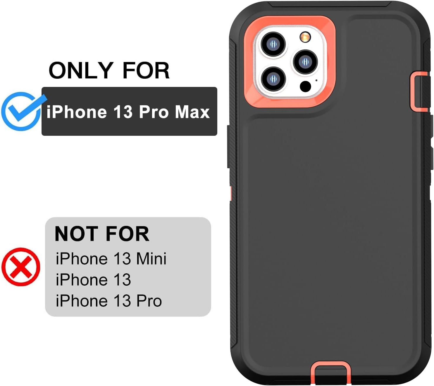FEIYAR HOME Funda resistente para iPhone 13 Pro Max con 2 protectores de vidrio templado y protector de lente de cámara, grado militar, a prueba de