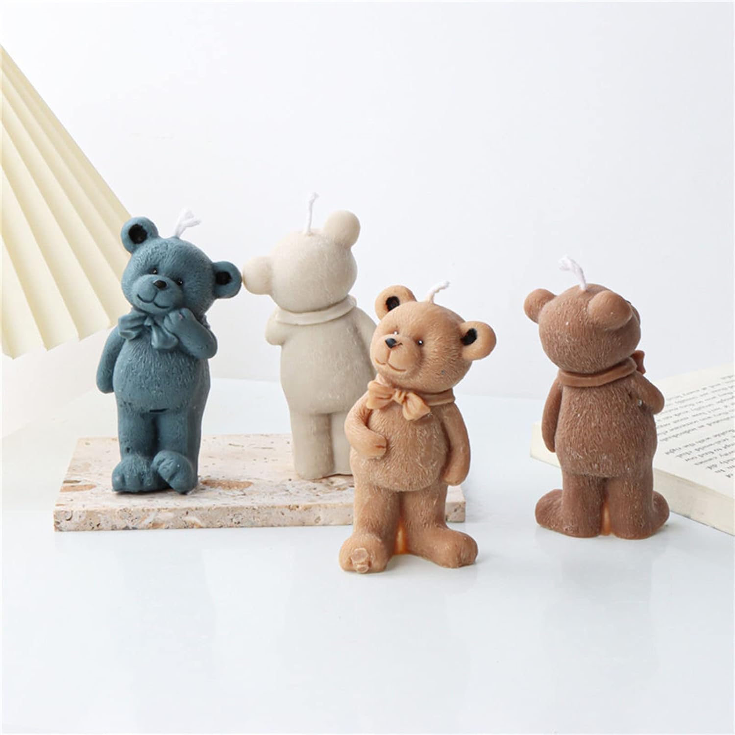 Molde de silicona para velas en forma de oso, molde para velas de bricolaje, molde de yeso, molde epoxi, kit de fabricación de velas, moldes de