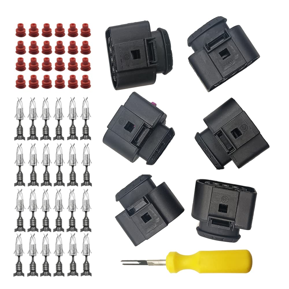 Meyffon Kit de reparación de conector de bobina de encendido 6 uds. Cableado de enchufe Wherramienta para Audi VW reemplazar 4B0 973 724 4B0973724