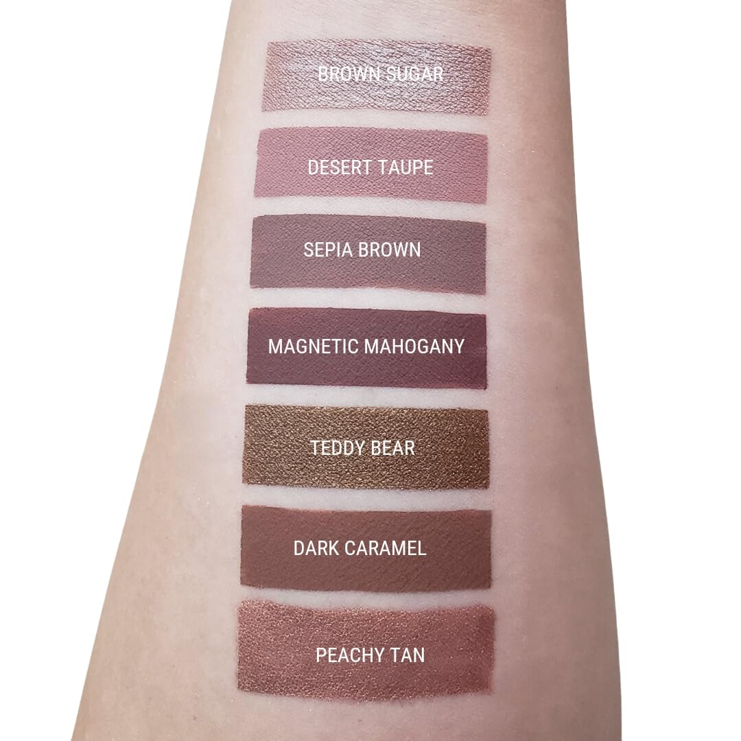 Aromi Lápiz labial líquido metálico, a prueba de manchas y manchas, de larga duración, marrón claro, color de labios nude con acabado brillante,
