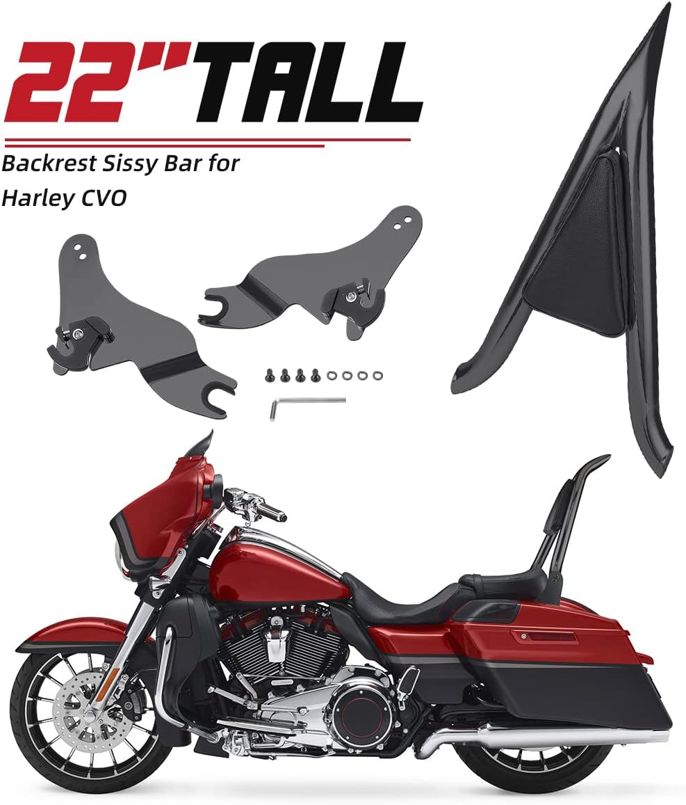 Respaldo de barra del acompañante trasero, respaldo de barra de sissy desmontable compatible con Harley Touring Street Glide Road King CVO 2009-2021