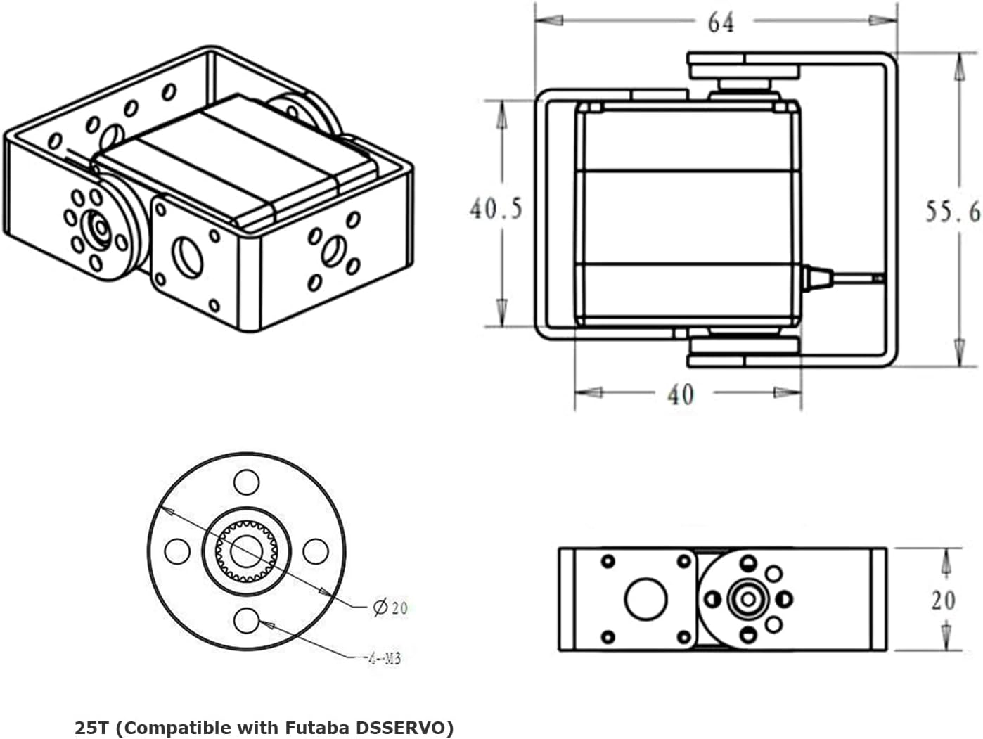 77.2 lbs Robot Servo Coreless Motor High Torque de acero inoxidable Engranaje Servos de dirección digital con soportes de montaje
