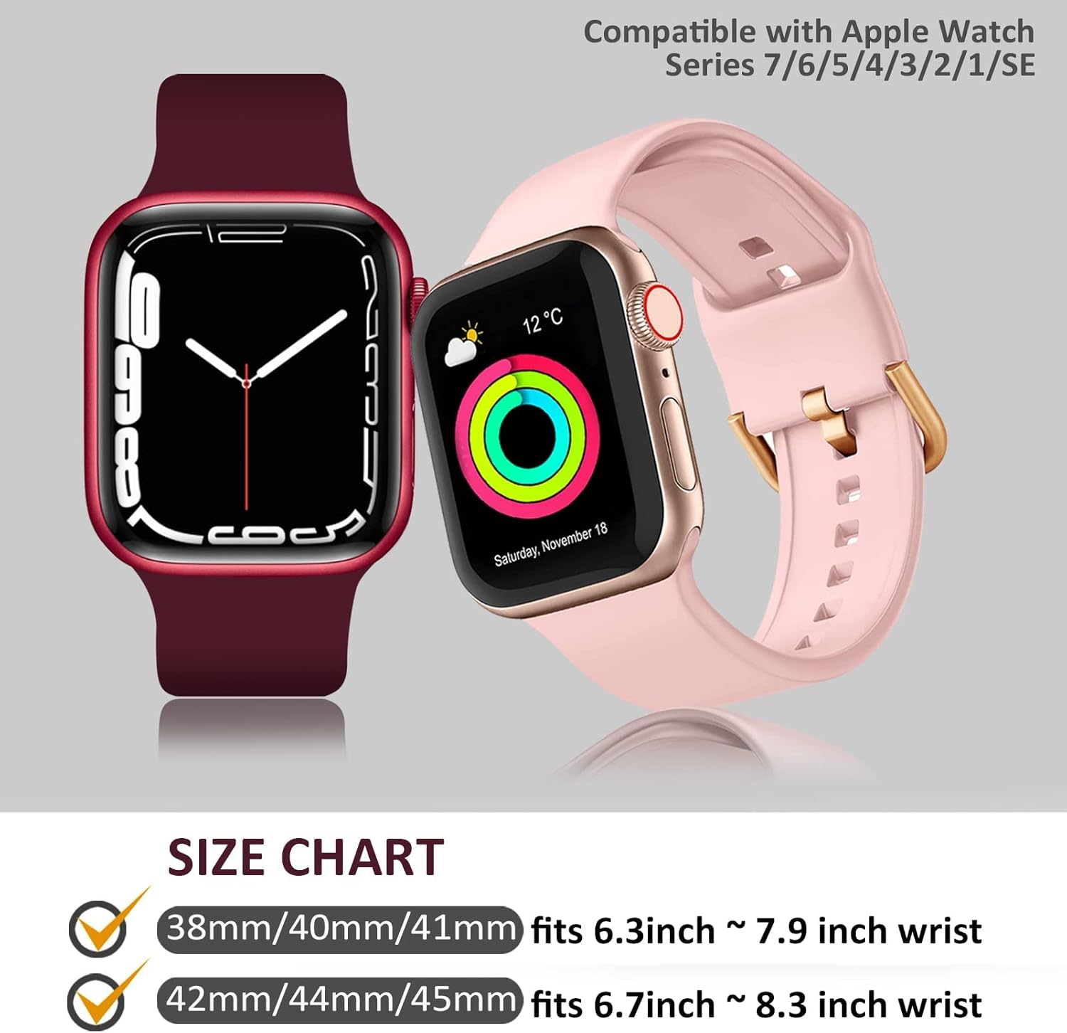 Paquete de 14 correas compatibles con Apple Watch de 1.496in, 1.575in, 1.614in, 1.654in, 1.732in, 1.772in, 1.929in, correa de repuesto deportiva de