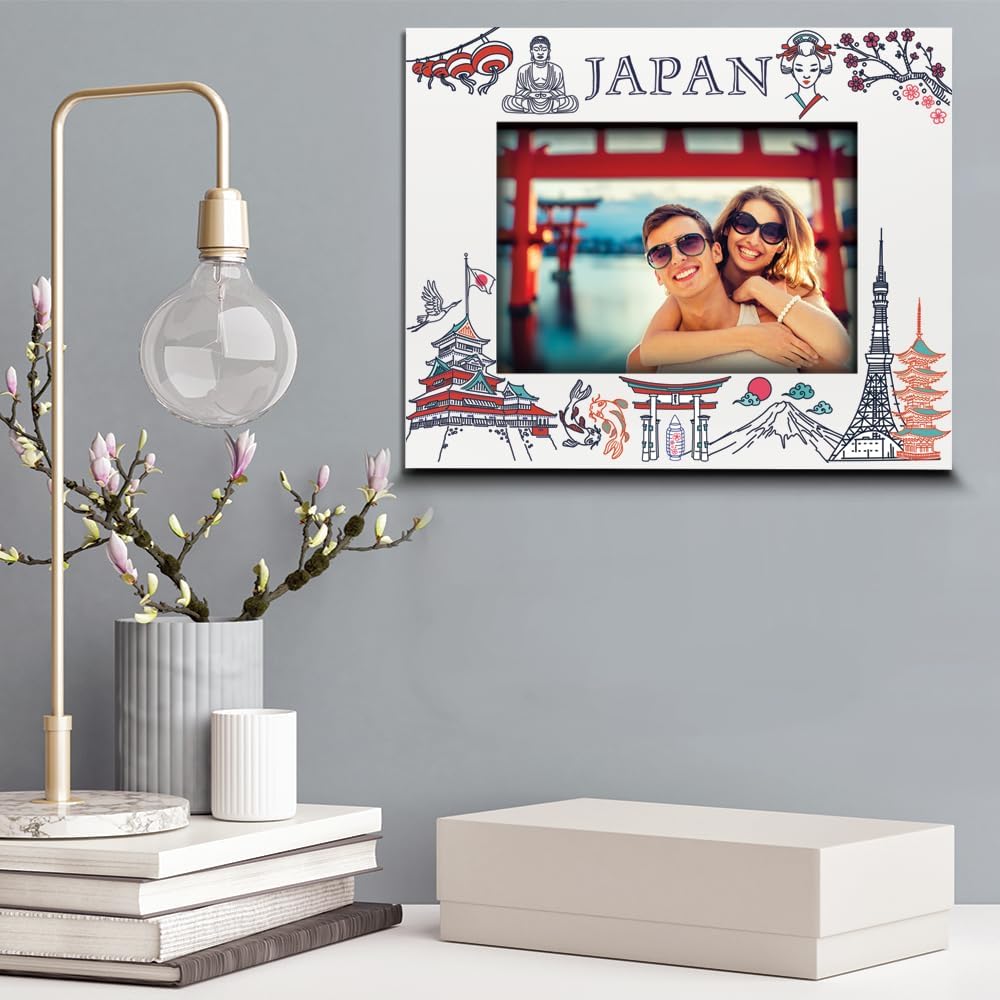 BELLA BUSTA – Marco de fotos con temática japonesa-boda, compromiso, luna de miel, vacaciones en Japón – Juego de diseño de símbolos japoneses con