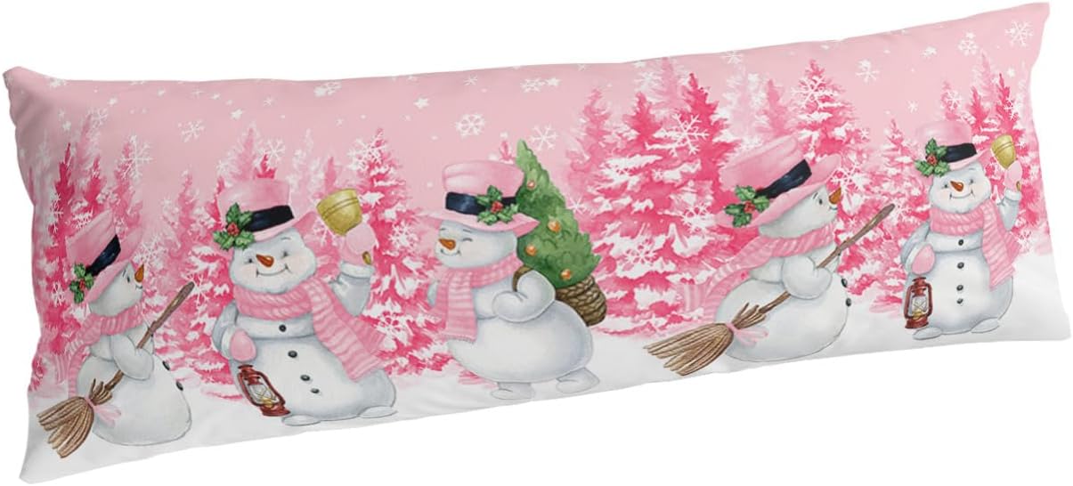 Funda de almohada corporal de muñecos de nieve, fundas de almohada suaves decorativas de lujo para sofá largo lumbar con cierre de sobre, árbol de