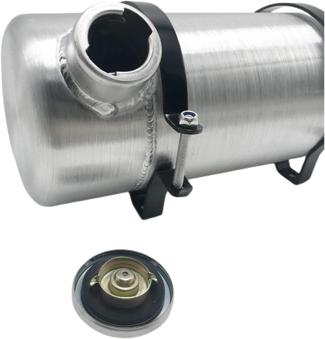 JSD AUTO PARTS Tanque de combustible de 1 58 galones, 6 x 15 pulgadas, 14 NPT, llenado de extremo de salida de aluminio, tanque de gasolina para