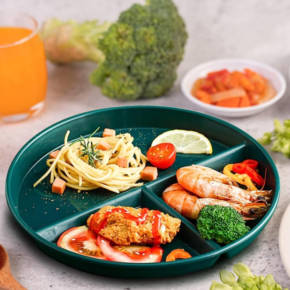 5 platos divididos irrompibles para niños y adultos, platos de compartimento, platos de plástico ligeros y reutilizables para control de porciones