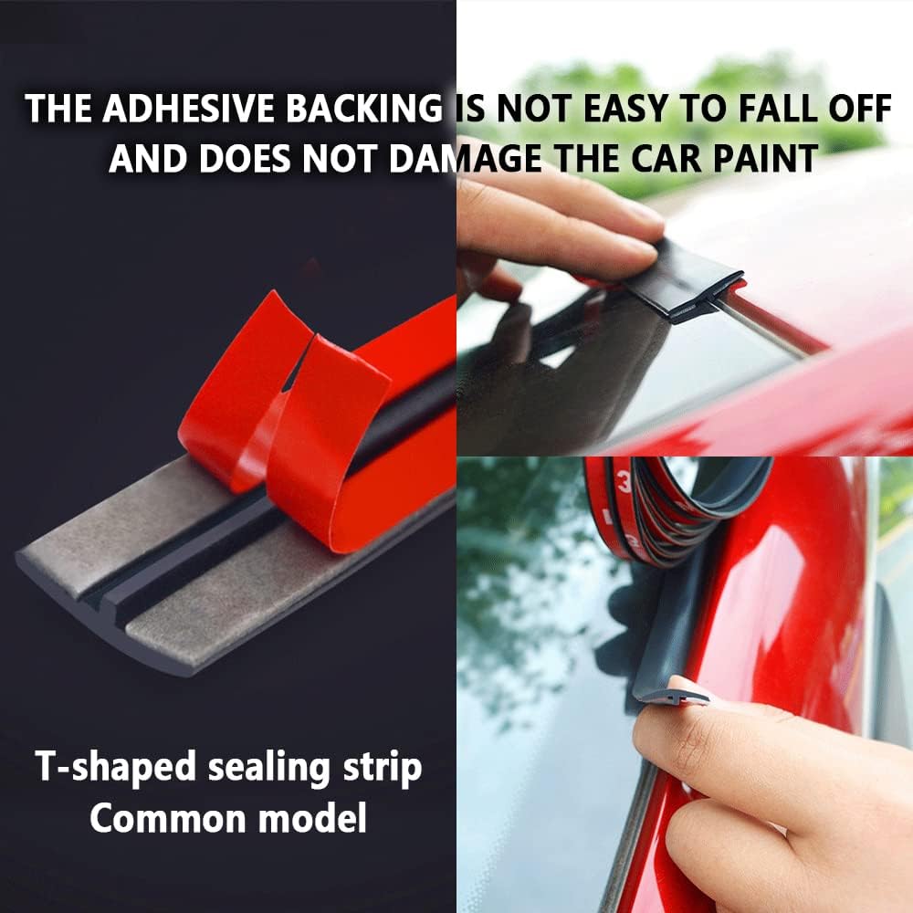 Burlete de 16.4 pies para parabrisas de automóvil, corte en forma de T, sello de techo corredizo con autoadhesivo, borde de goma impermeable para