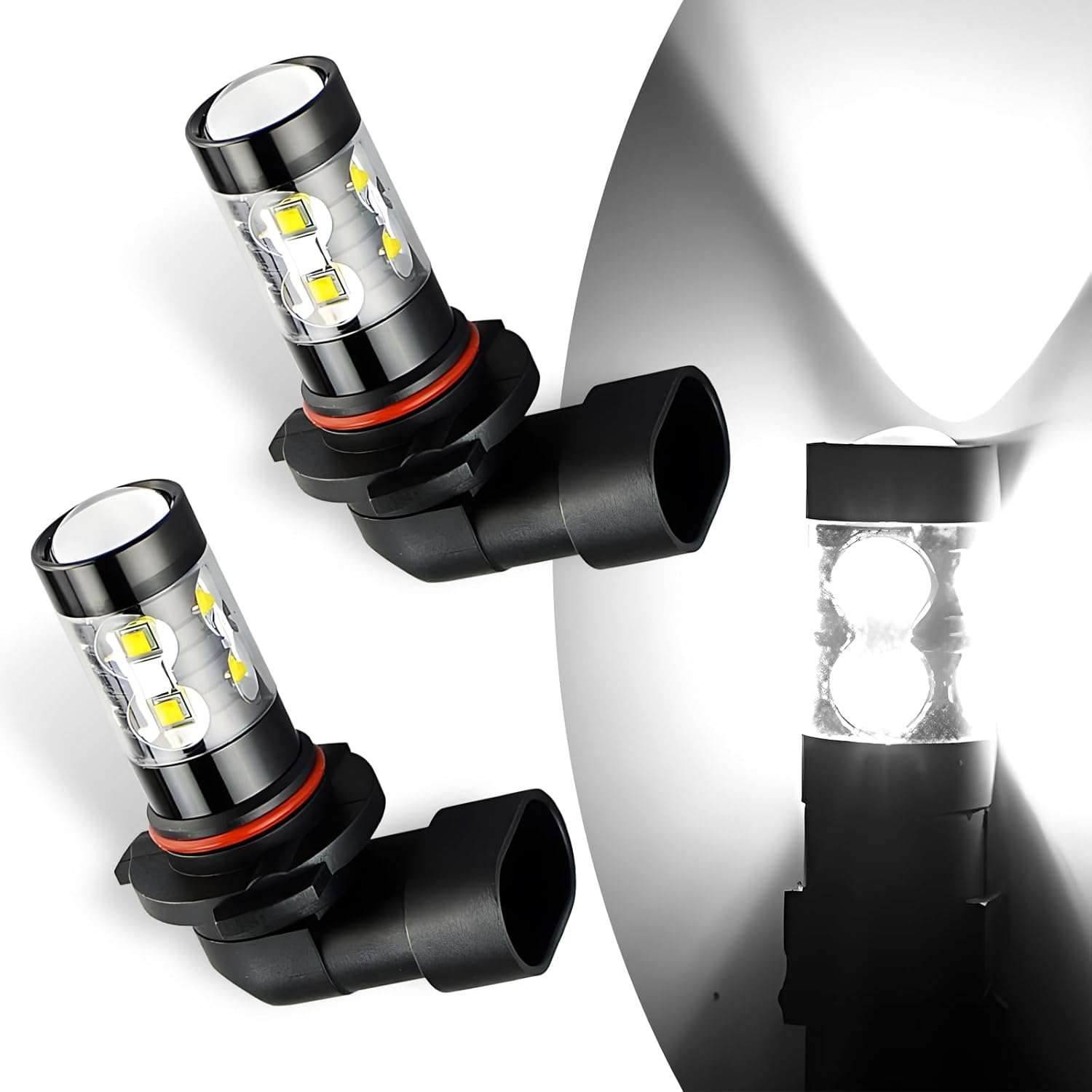 yvshy Pack-2 – Bombilla LED antiniebla 9005 para automóvil, chip CREE 10SMD de 360 grados de alto brillo con lente de condensador, 60000H de alta
