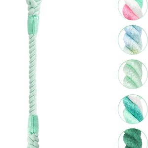 Correa corta para perro de 22 pulgadas hecha a mano con cuerda de algodón trenzada para perros grandes y medianos, verde claro Correa corta para perro de 22 pulgadas hecha a mano con cuerda de algodón trenzada para perros grandes y medianos, verde claro