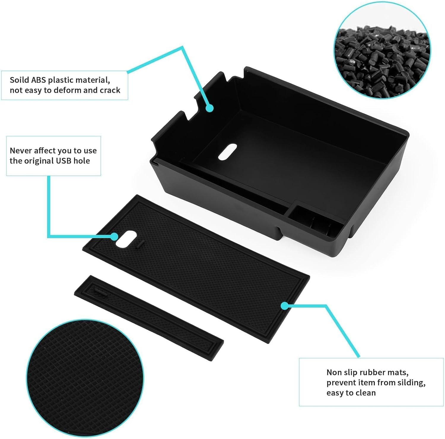 PSLER Organizador de consola central negro compatible con Sportage 2023 NQ5, caja de almacenamiento secundaria con reposabrazos, material ABS