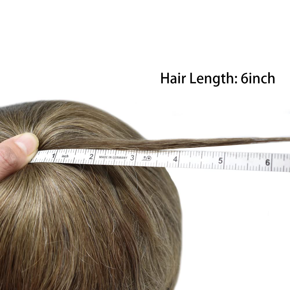 Healthlif Hombres Toupee Cabello Humano Gris Toupee Para Hombres Inyección Pieza De Pelo PU Toupee Hombres Sistemas De Cabello De Piel Delgada Para