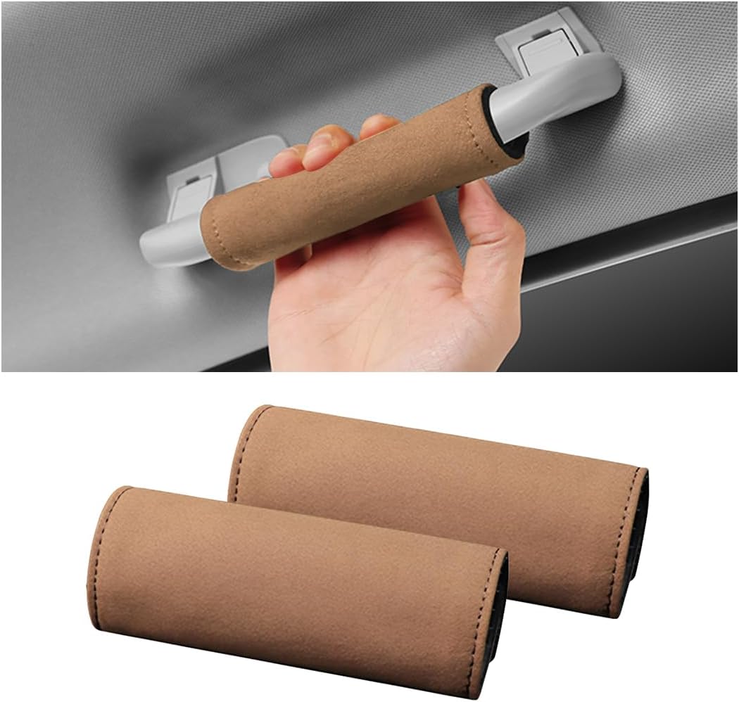 2 protectores de manija de puerta interior de automóvil, cuero duradero, cubierta antiarañazos para manija interior de puerta trasera delantera,
