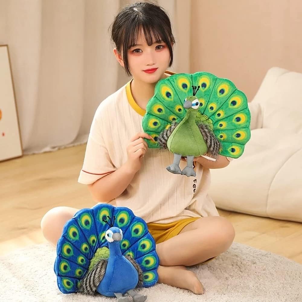 Bonito juguete de peluche Kawaii de pavo real, lindo muñeco de peluche suave de animal Peahen, bonito regalo de decoración de cumpleaños para el
