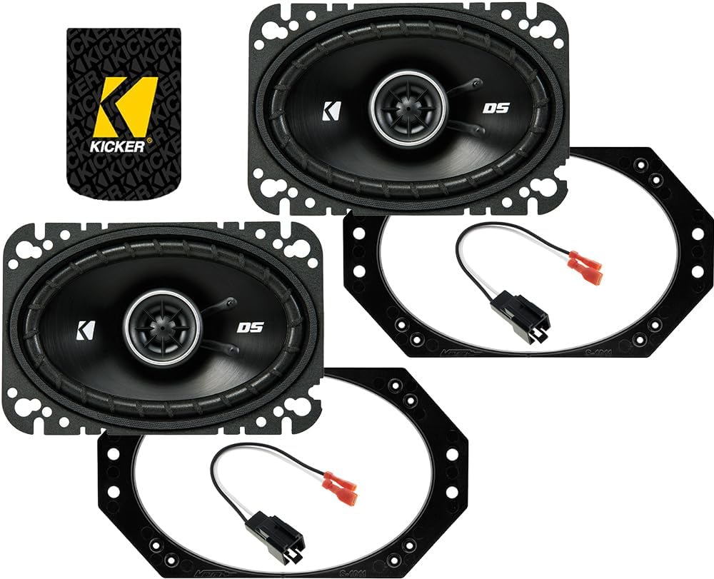 KICKER Altavoces de 4 x 6 pulgadas para Jeep Wrangler 1997-2006 Kit de actualización – Par de series DS con adaptadores y arnés, altavoz delantero