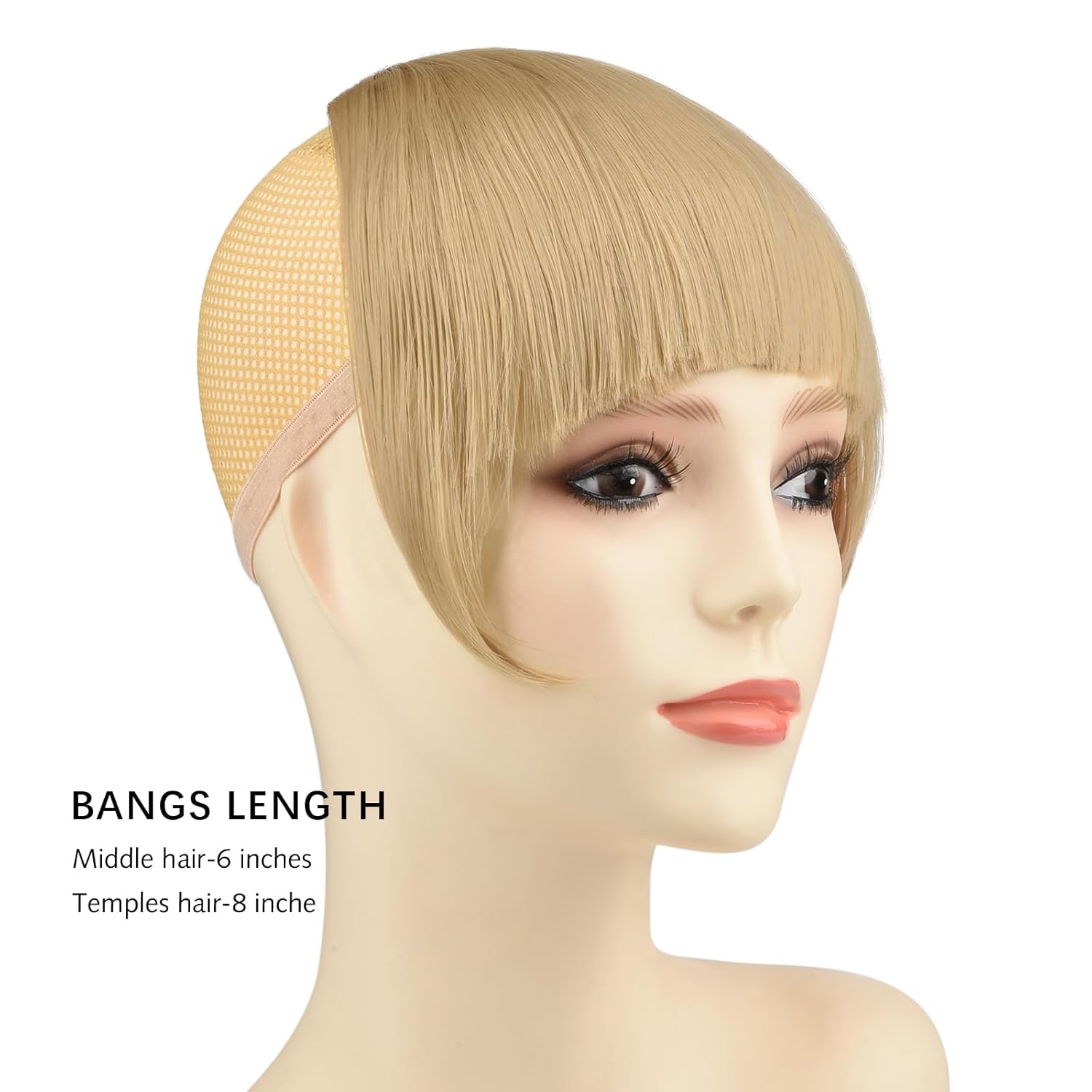 EMERLILY Extensiones de cabello con clip, de cara frontal plana, flequillo, con sienes, piezas de pelo sintético para mujer