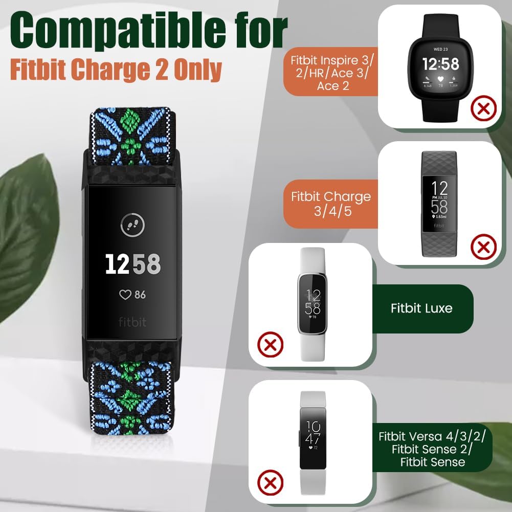 Bandas compatibles con Fitbit Charge 2 bandas para mujeres y hombres, edición clásica y especial, correa de repuesto de nailon elástico ajustable