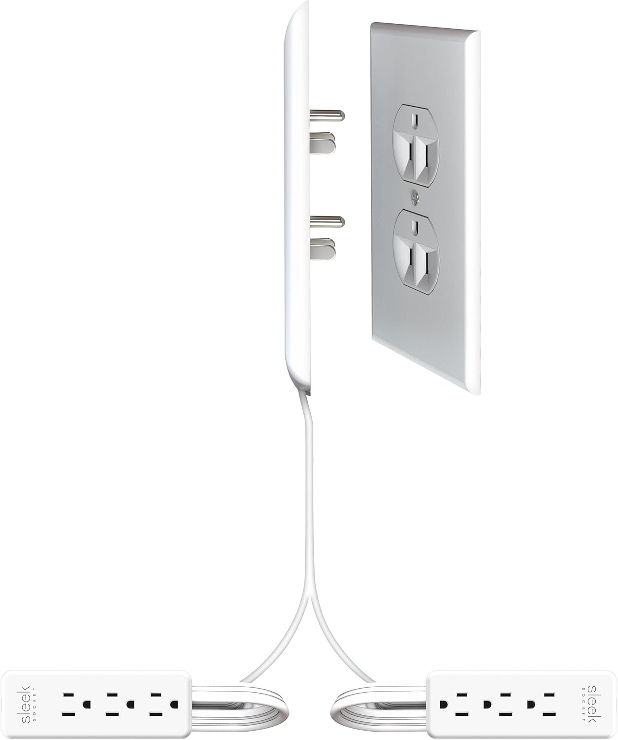 Sleek Socket – El corrector de salida ultrafino original y patentado para tomas de corriente invertidas, dispositivo dual con kit de corrector de