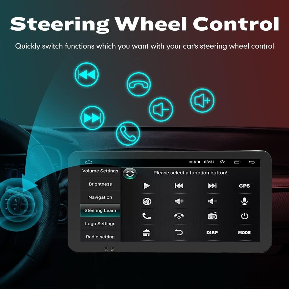 Kunfine Coche CarPlay Android Navegación Automática Estéreo GPS Radio Reverse Cámara Pantalla 10.33 “QLED Pantalla Táctil Headunit Tablet Pad Media