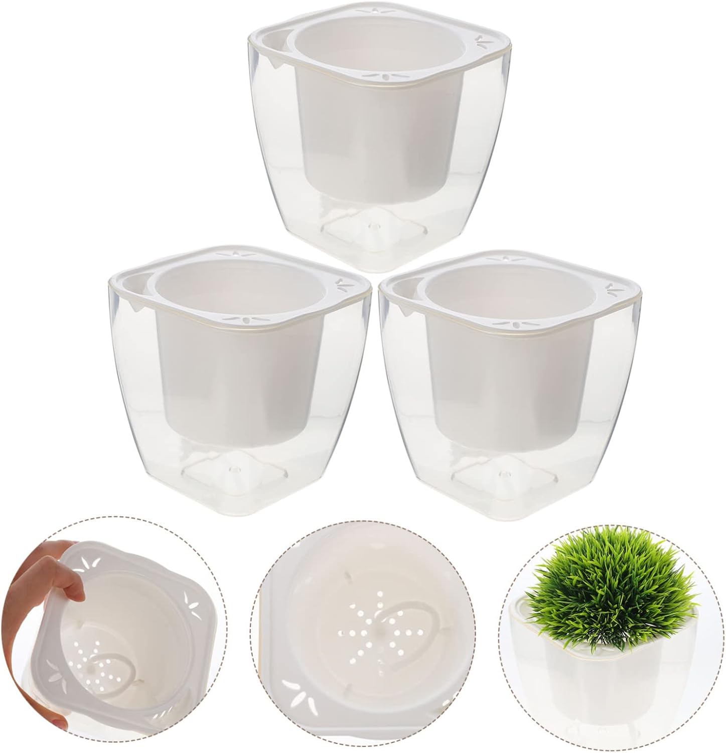 YARNOW 6 Pcs Automatic Watering Flower Pot Self Watering Planters Pots for Indoor Plants Auto Watering Planter African Violet Pot Orchid Pot Home