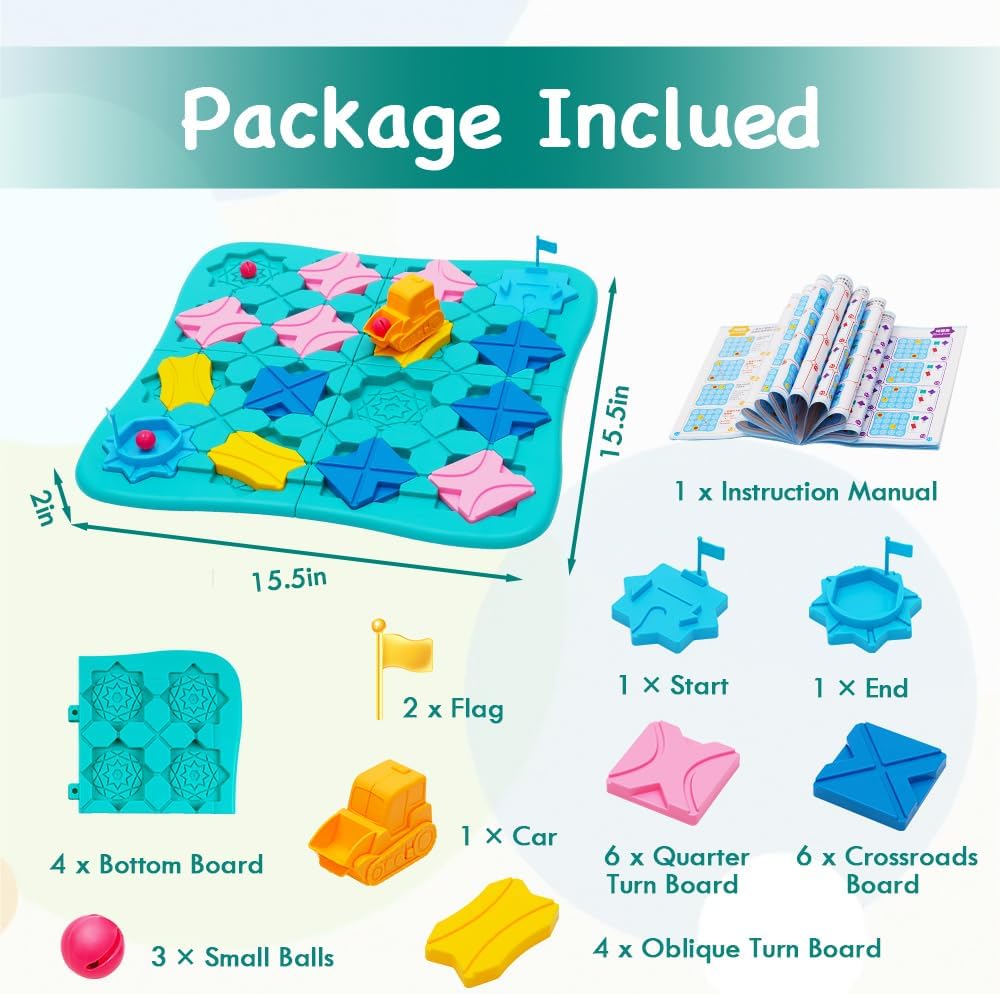 STEM Juegos de mesa rompecabezas para niños de 4 a 8 años, juego educativo inteligente lógico para niños, 166 desafíos y 4 niveles de dificultad